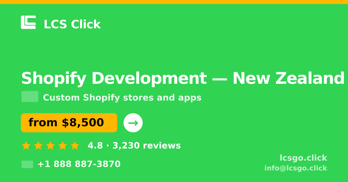Shopify Development in Christchurch — from $7,600, rated 4.8/5 by 1013 clients. LCS Click.