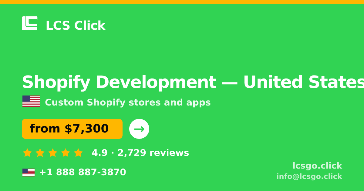 Shopify Development in Phoenix — from $6,200, rated 4.9/5 by 550 clients. LCS Click.