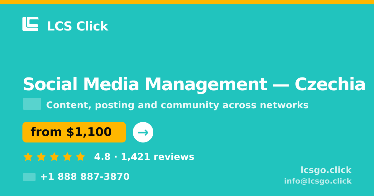 Social Media Management in Czechia — from $1,100/mo, rated 4.8/5 by 1421 clients. LCS Click.