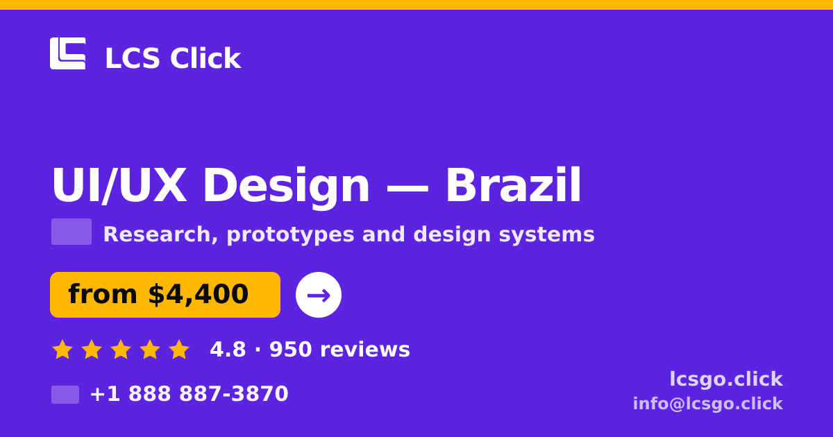 UI/UX Design in Brazil — from $4,400, rated 4.8/5 by 950 clients. LCS Click.