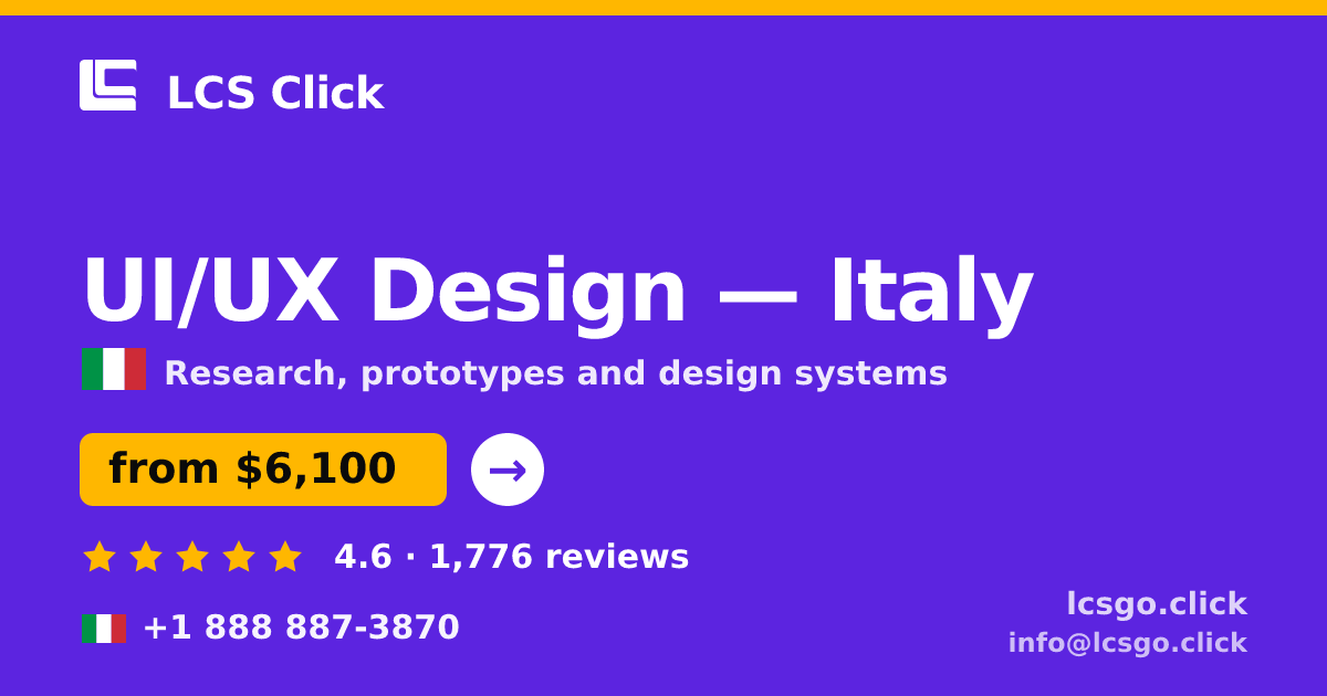 UI/UX Design in Italy — from $6,100, rated 4.6/5 by 1776 clients. LCS Click.