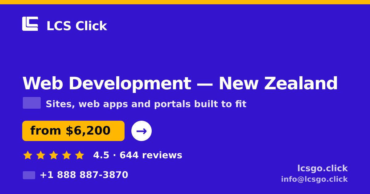 Web Development in Auckland — from $5,700, rated 5/5 by 1346 clients. LCS Click.
