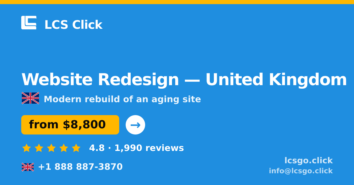 Website Redesign in Glasgow — from $6,900, rated 4.9/5 by 2712 clients. LCS Click.