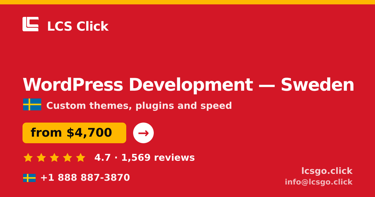 WordPress Development in Malmö — from $6,000, rated 4.8/5 by 3144 clients. LCS Click.